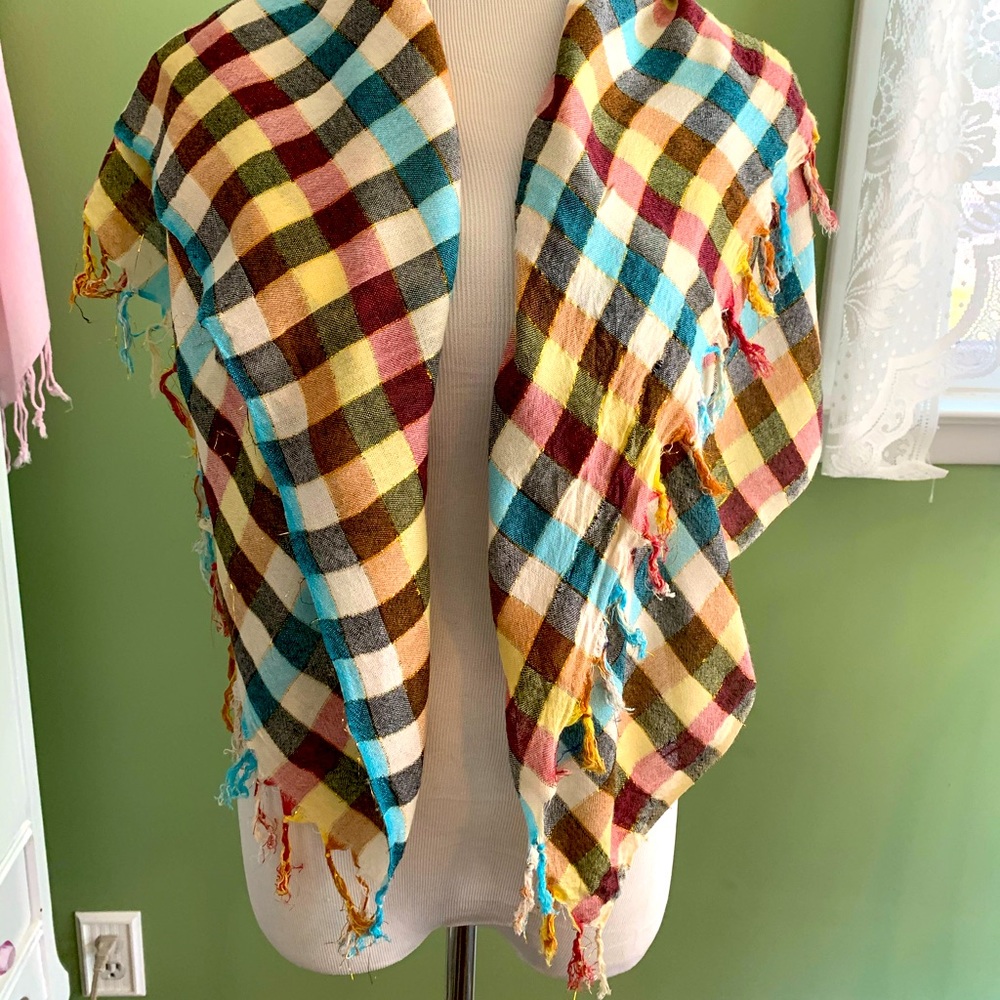 Multi colored checkered scarf
